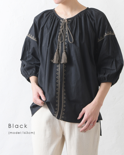 メール便可】キャンブリック部分刺繍入りブラウス｜レディース靴の通販