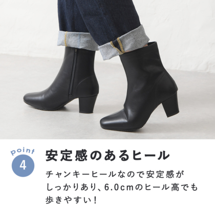 本革 ベルト付きショートブーツ 3.5センチヒール mintdrop