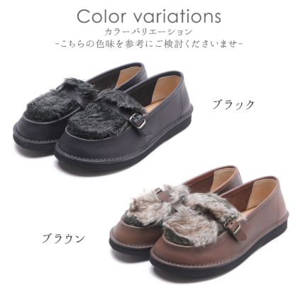ふわふわエコファー本革シューズ｜レディース靴の通販 shop