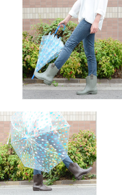 ウエスタンブーツ風のラバーレインショートブーツ｜レディース靴の通販