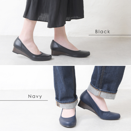 幅広・外反母趾対策】ゆったりストレッチ素材の軽量パンプス